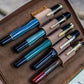 Galen Leather 5 Slot Zippered Pen Case - Crazy Horse Brown