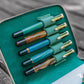 Galen Leather 5 Slot Zippered Pen Case - Crazy Horse Forest Green