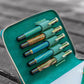 Galen Leather 5 Slot Zippered Pen Case - Crazy Horse Forest Green