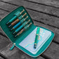 Galen Leather 5 Slot Zippered Pen Case - Crazy Horse Forest Green