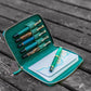 Galen Leather 5 Slot Zippered Pen Case - Crazy Horse Forest Green