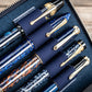 Galen Leather 5 Slot Zippered Pen Case - Crazy Horse Navy Blue
