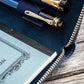 Galen Leather 5 Slot Zippered Pen Case - Crazy Horse Navy Blue