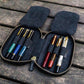 Galen Leather 6 Slot Zippered Pen Case - Black