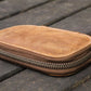 Galen Leather 6 Slot Zippered Pen Case - Crazy Horse Brown