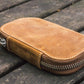 Galen Leather 6 Slot Zippered Pen Case - Crazy Horse Brown