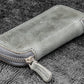 Galen Leather Double Zippered Pen Case for Kaweco Pocket Pen - Crazy Horse Smoky