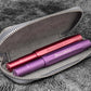 Galen Leather Double Zippered Pen Case for Kaweco Pocket Pen - Crazy Horse Smoky