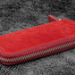 Galen Leather Double Zippered Pen Case Kaweco/Pocket Size - Carmine Red