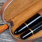 Galen Leather 2 Pen Duo Slim Zippered Pen Case - Crazy Horse Brown