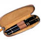 Galen Leather 2 Pen Duo Slim Zippered Pen Case - Crazy Horse Brown