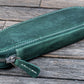 Galen Leather 2 Pen Duo Slim Zippered Pen Case - Crazy Horse Forest Green