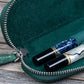 Galen Leather 2 Pen Duo Slim Zippered Pen Case - Crazy Horse Forest Green