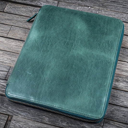 Galen Leather B5 Zippered Notebook Folio - Crazy Horse Forest Green