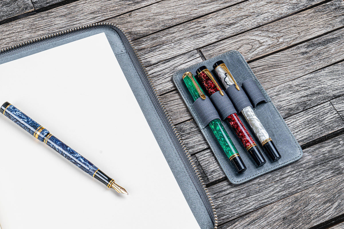 Galen Leather B5 Zippered Notebook Folio - Crazy Horse Smoky