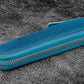 Galen Leather Single Zippered Pen Case for Kaweco Pocket Pen - Crazy Horse Ocean Blue