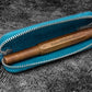 Galen Leather Single Zippered Pen Case for Kaweco Pocket Pen - Crazy Horse Ocean Blue