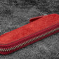 Galen Leather Single Zippered Pen Case for Kaweco Pocket Pen - Carmine Red