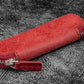 Galen Leather Single Zippered Pen Case for Kaweco Pocket Pen - Carmine Red