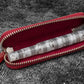 Galen Leather Single Zippered Pen Case for Kaweco Pocket Pen - Carmine Red