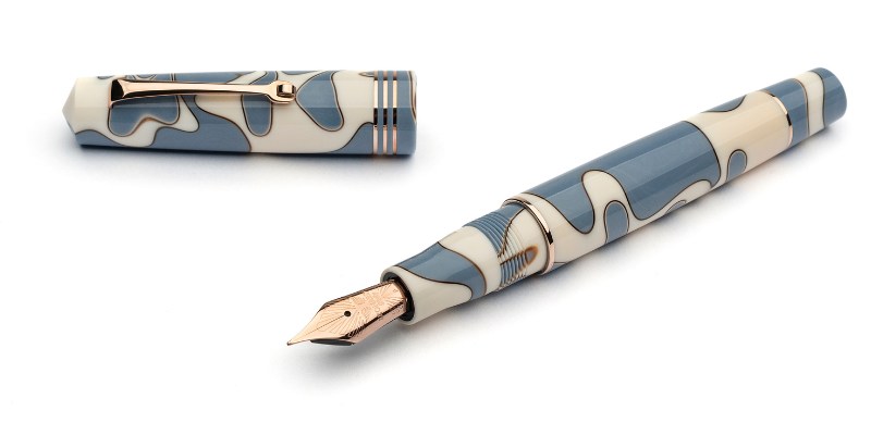 Leonardo Momento Zero Fountain Pen - Nuvola with Rose Gold Trim