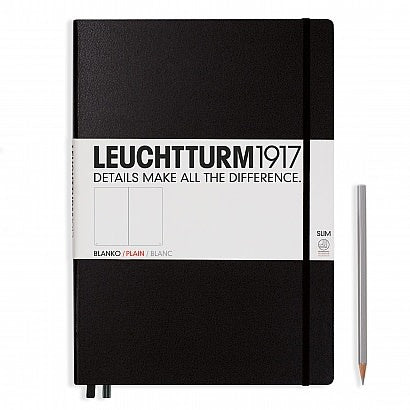 Leuchtturm1917 Master Slim A4+ Hardcover Plain Notebook - Black