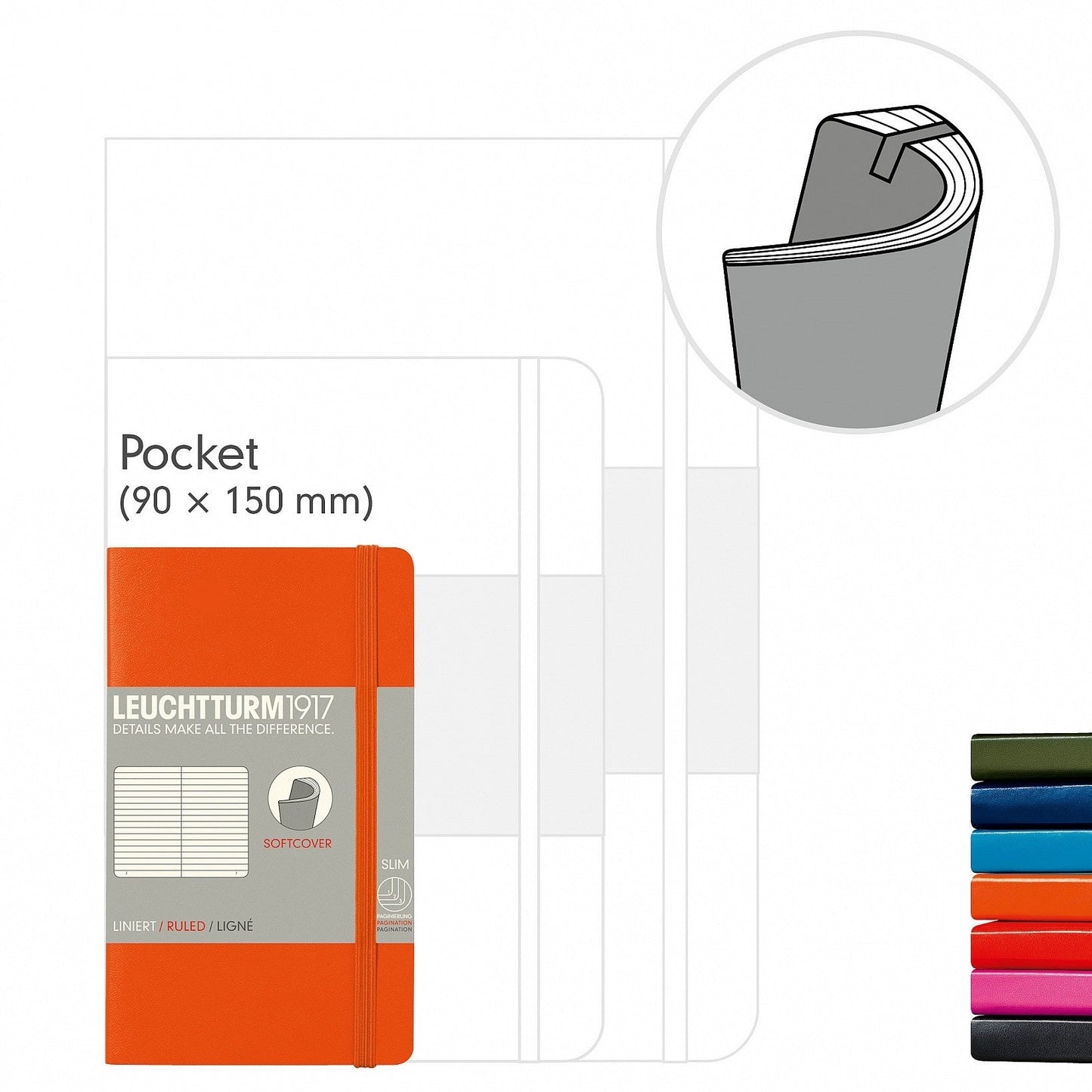Leuchtturm1917 A6 Pocket Softcover Ruled Notebook - Black