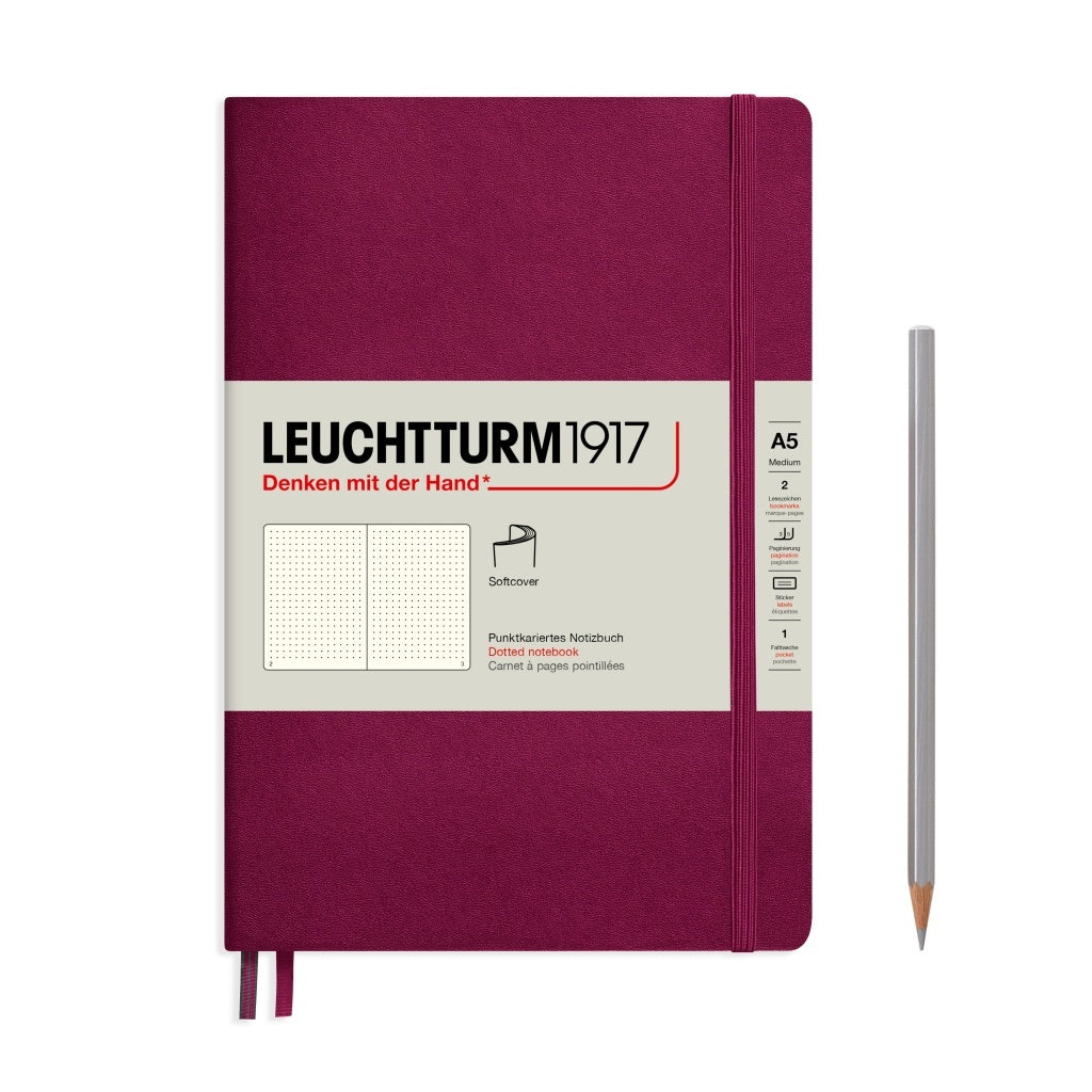 Leuchtturm1917 A5 Medium Softcover Plain Notebook - Port Red (Discontinued)