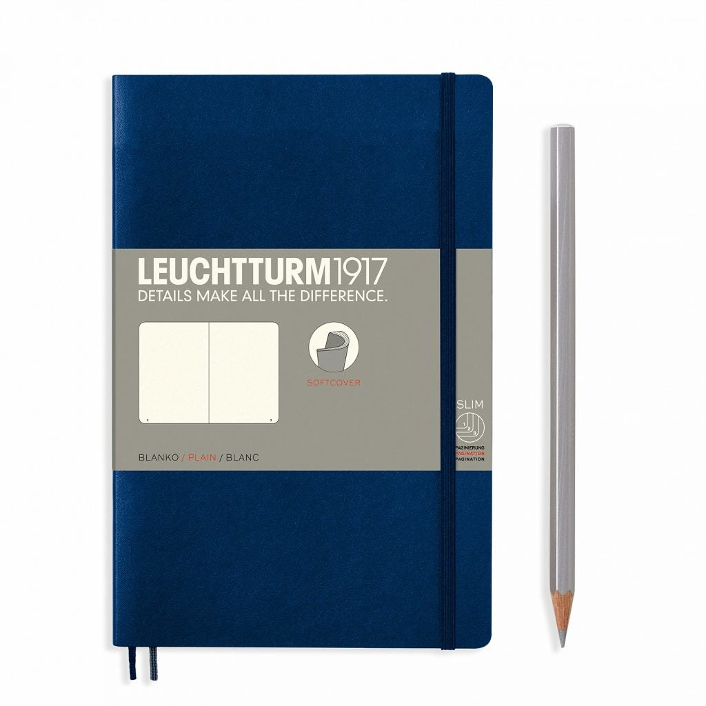 Leuchtturm1917 B6+ Paperback Softcover Plain Notebook - Navy