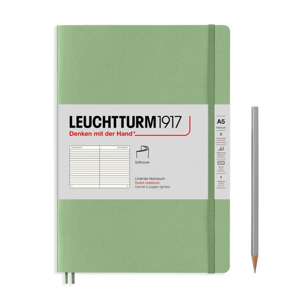 Leuchtturm1917 A5 Medium Softcover Ruled Notebook - Sage