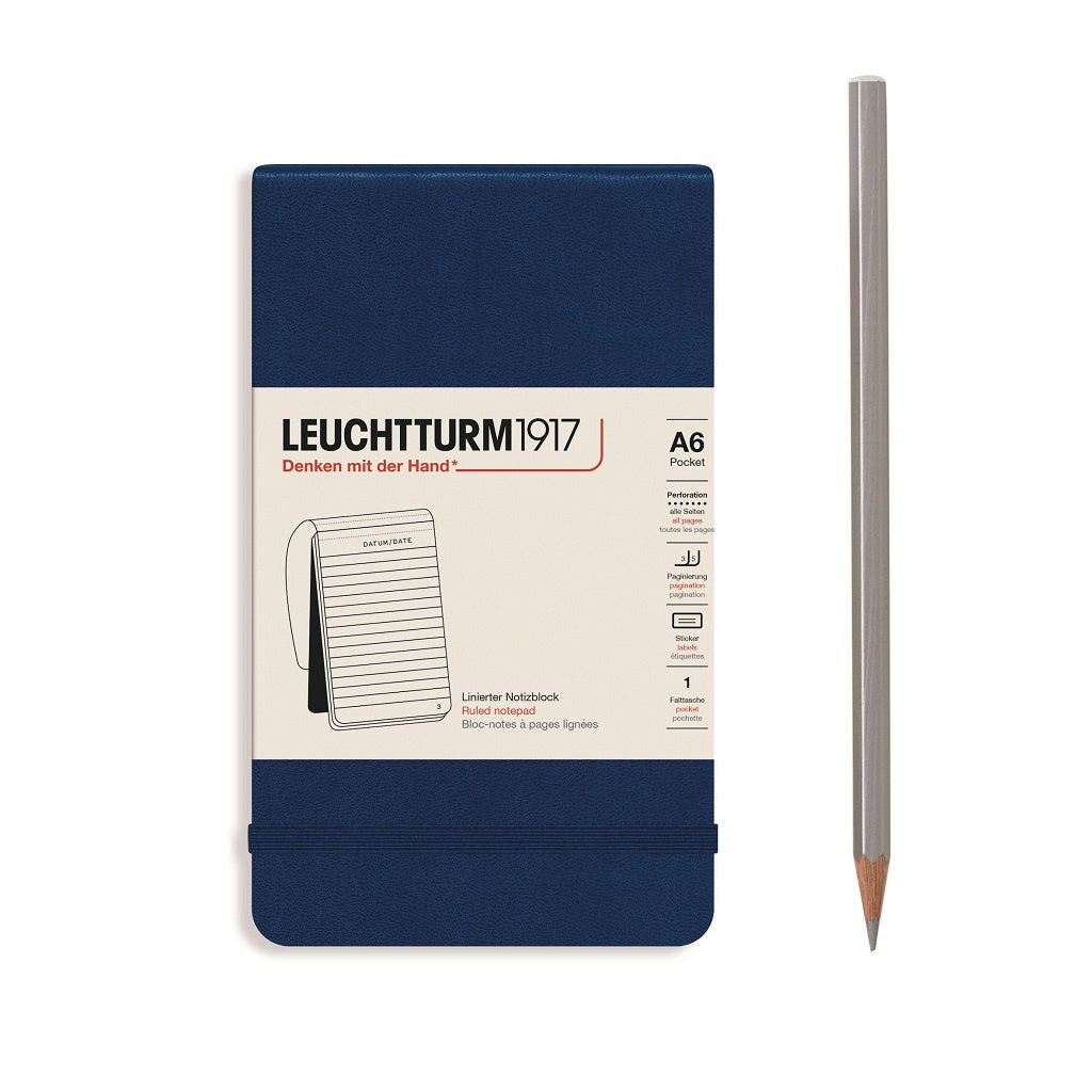Leuchtturm1917 A6 Pocket Hardcover Ruled Notepad - Navy