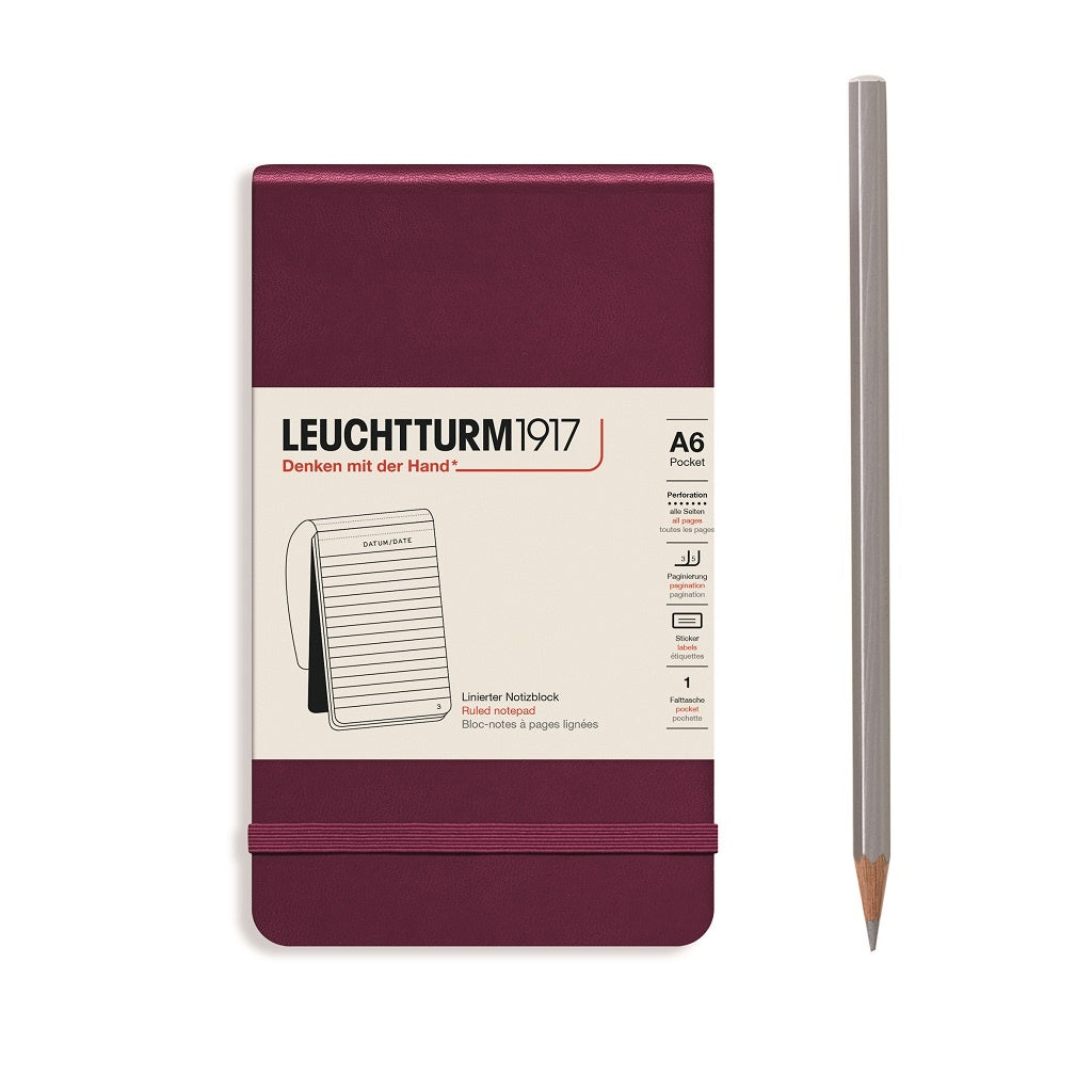 Leuchtturm1917 A6 Pocket Hardcover Ruled Notepad - Port Red