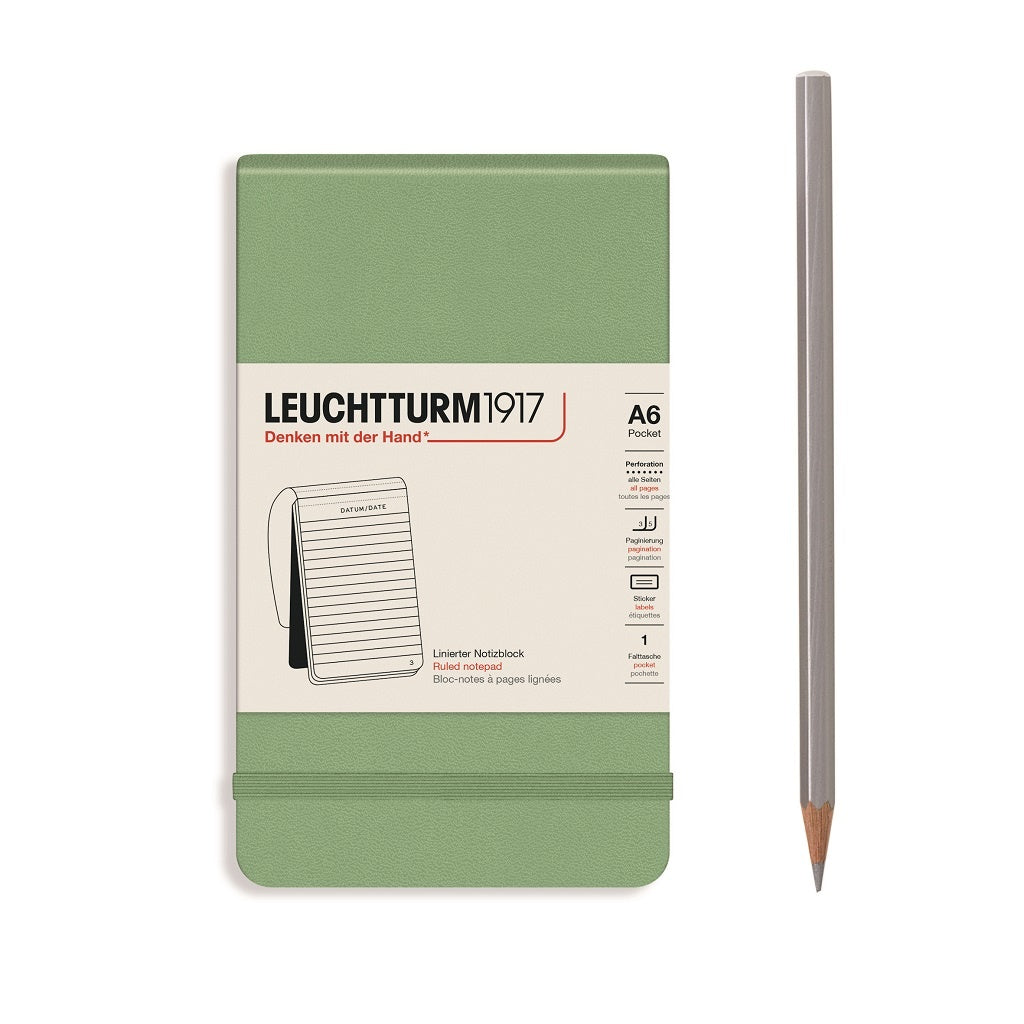 Leuchtturm1917 A6 Pocket Hardcover Ruled Notepad - Sage