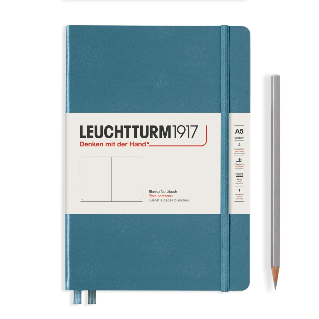 Leuchtturm1917 A5 Medium Hardcover Plain Notebook - Stone Blue