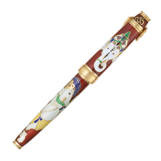 David Oscarson 009/108 Lord Ganesha Fountain Pen - Ruby Red with Gold Trim (Limited Edition)