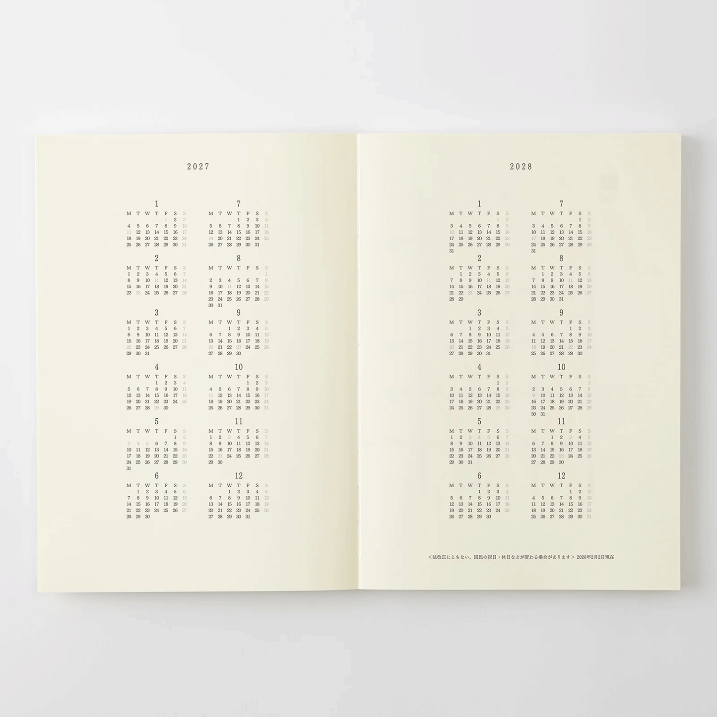 Midori 2027 MD Product Notebook Diary - B6 Slim Size