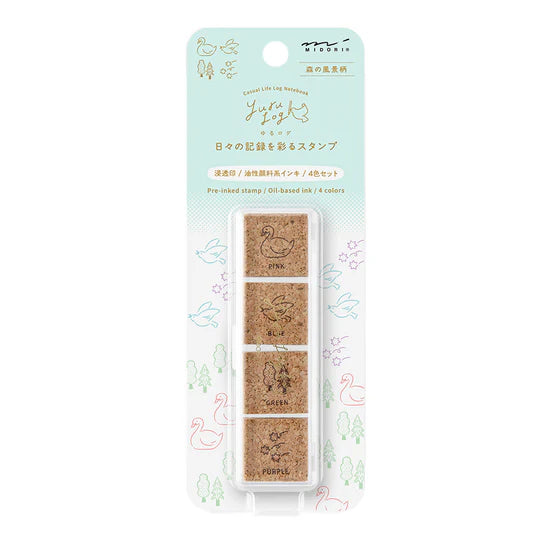 Midori Yuru Log Pre-Inked Stamp - Forest Scenery