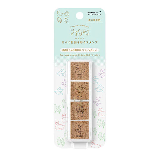Midori Yuru Log Pre-Inked Stamp - Forest Scenery