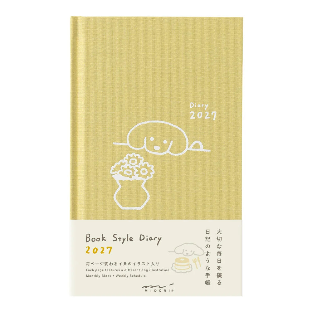 Midori 2027 B6 Book Style Diary - Dog Yellow