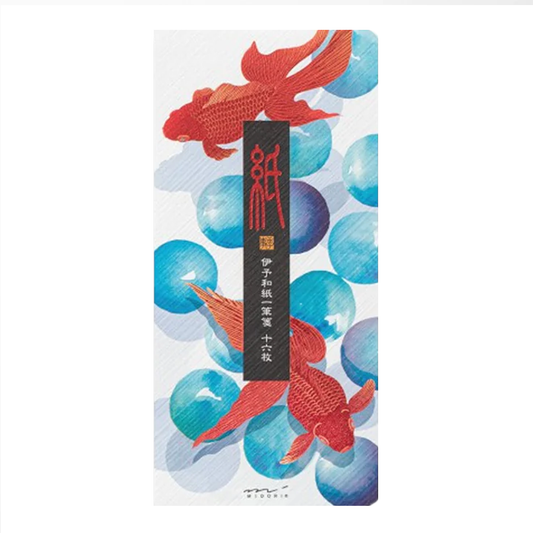 Midori Message Letterpad - Marble and Goldfish (Foil Stampling)