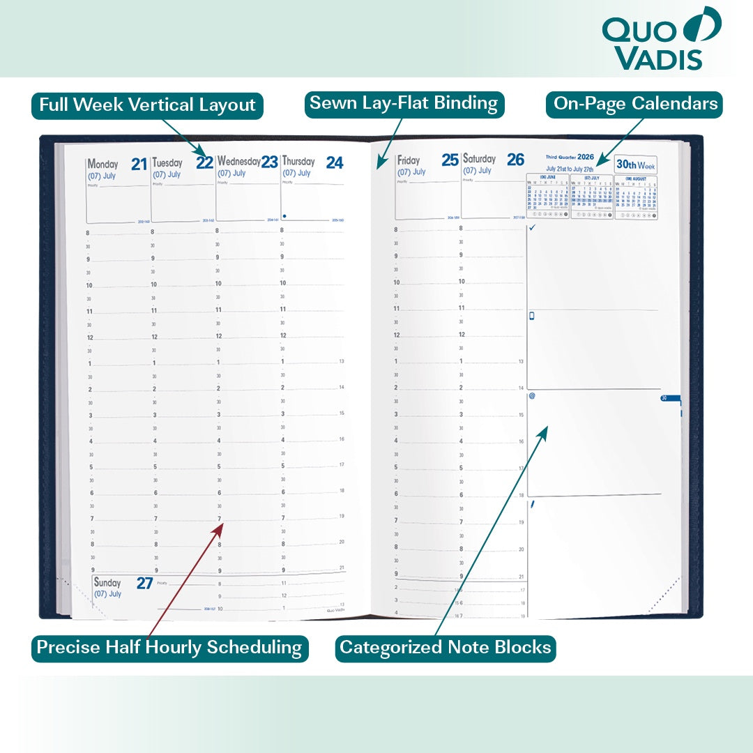 Quo Vadis 2026 Minister Weekly Planner - Texas Violet