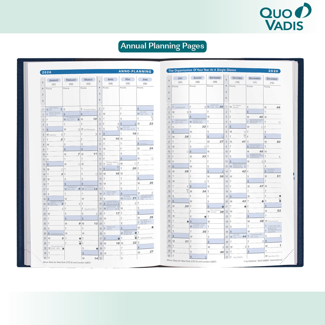 Quo Vadis 2026 Minister Weekly Planner - Texas Violet