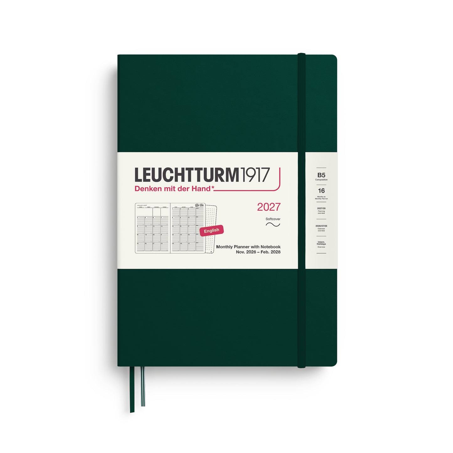 Leuchtturm1917 2027 B5 Composition Softcover 16-Monthly Planner & Notebook - Forest Green