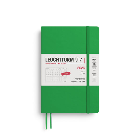 Leuchtturm1917 2026 B6+ Softcover Paperback Monthly Planner and Notebook - Spring Leaf