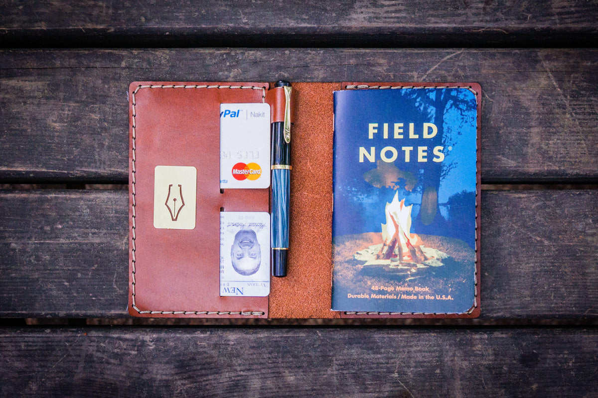 Galen Leather No. 33 Personalized Leather Field Notes Cover - Chocolate Brown