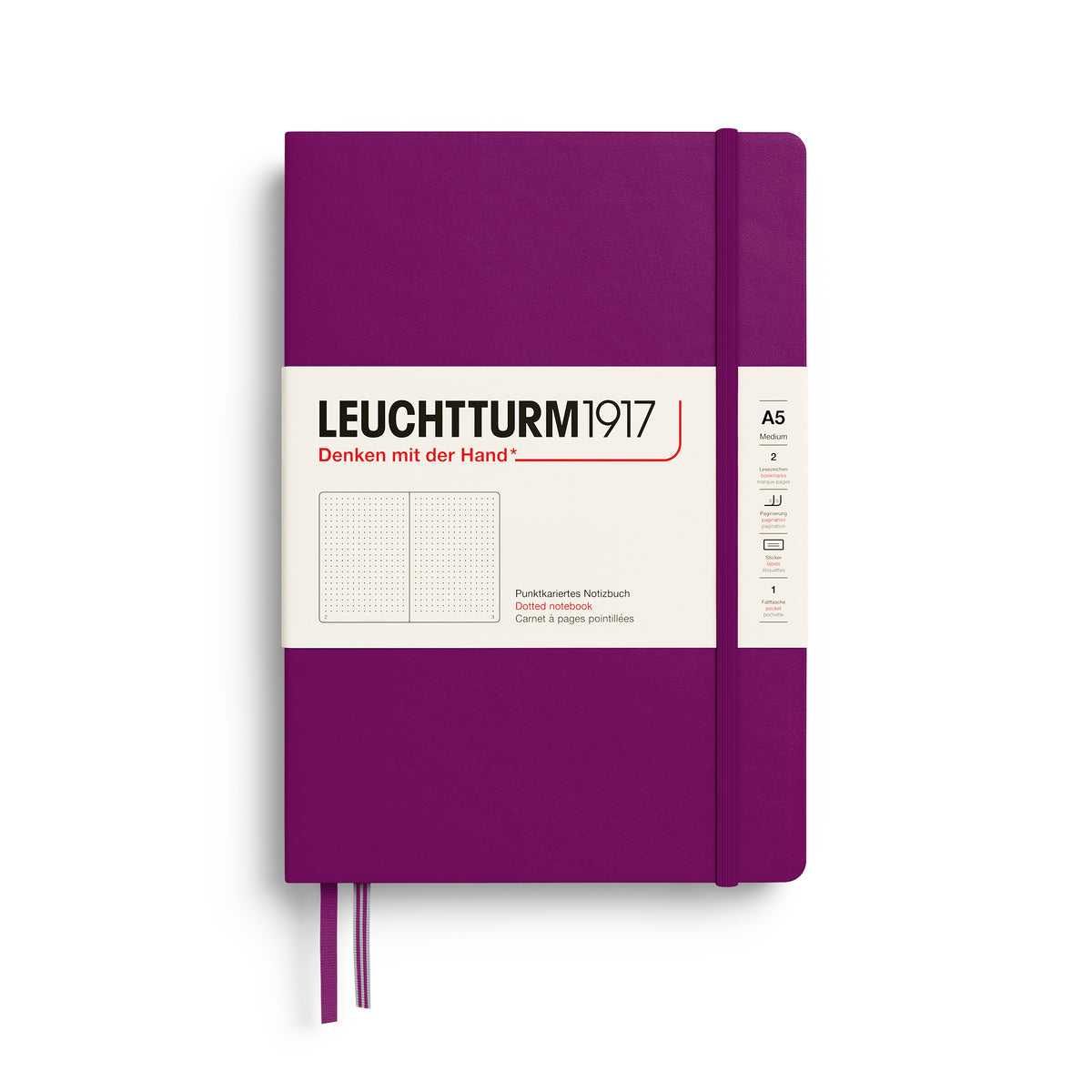 Leuchtturm1917 A5 Medium Hardcover Dotted Notebook - Burgundy