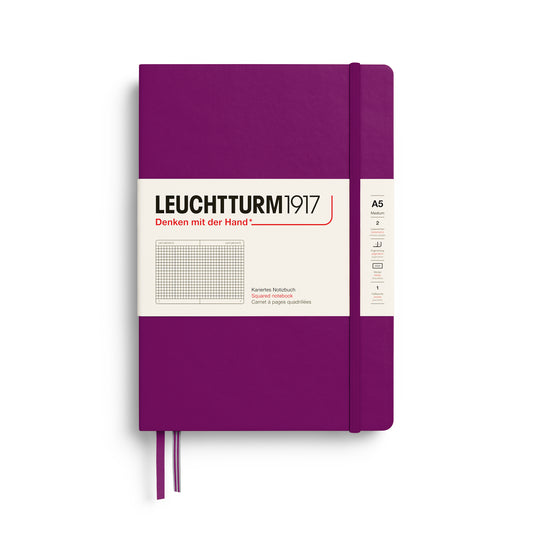Leuchtturm1917 A5 Medium Hardcover Squared Notebook - Burgundy