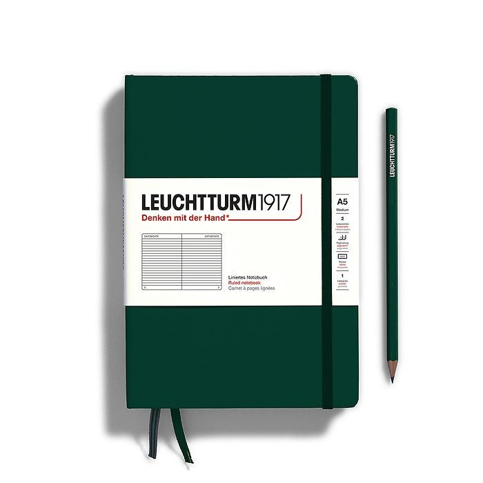 Leuchtturm1917 A5 Medium Hardcover Ruled Notebook - Forest Green