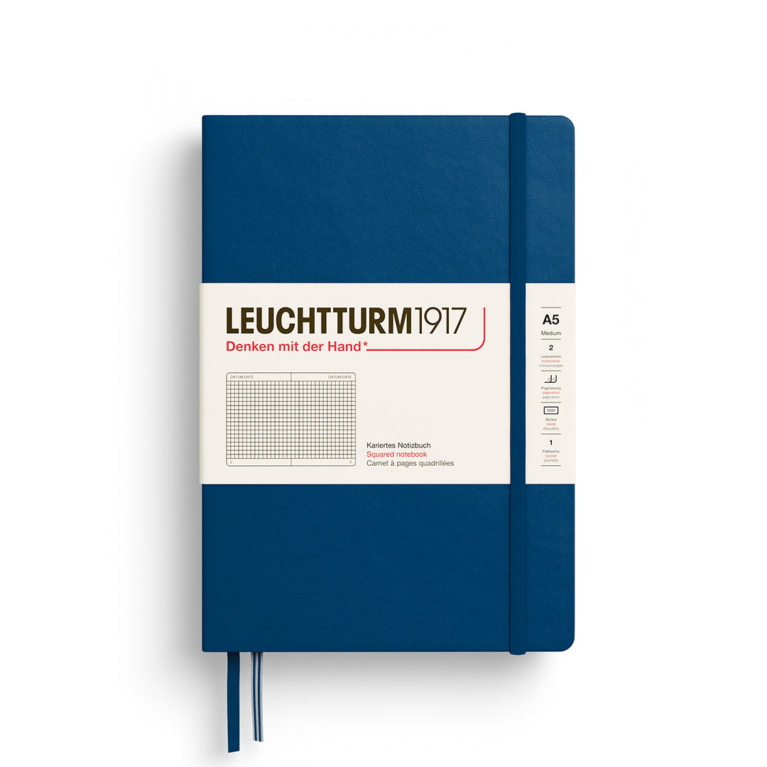 Leuchtturm1917 A5 Medium Hardcover Squared Notebook - Indigo