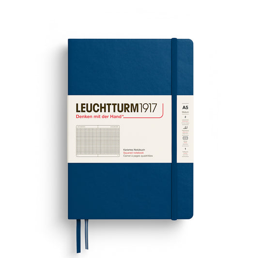 Leuchtturm1917 A5 Medium Hardcover Squared Notebook - Indigo